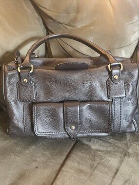 Tod's Bensenville Dark Brown Pebbled Leather Satchel Shoulder Bag